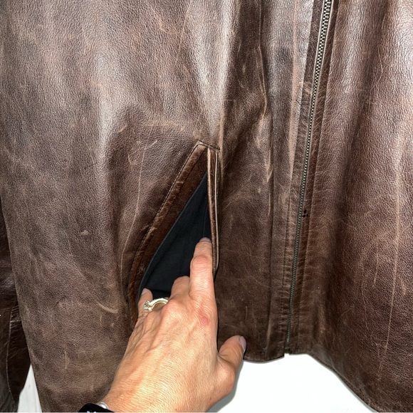 Banana Republic Brown Leather Jacket XL - Picture 6 of 9